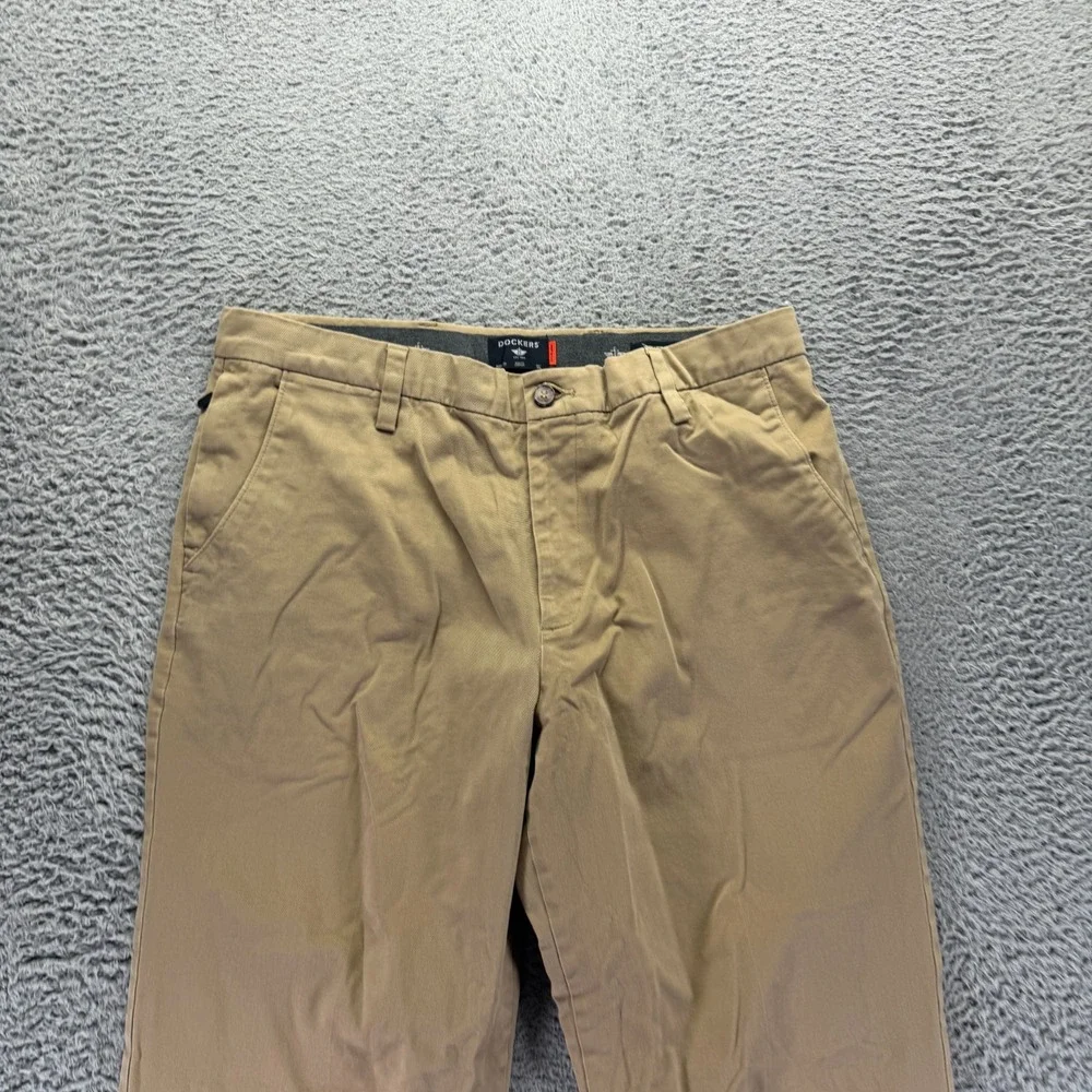 Dockers Smart 360 Flex Pant Mens 36x33 Beige Cotton Khakis Straight Classic Fit